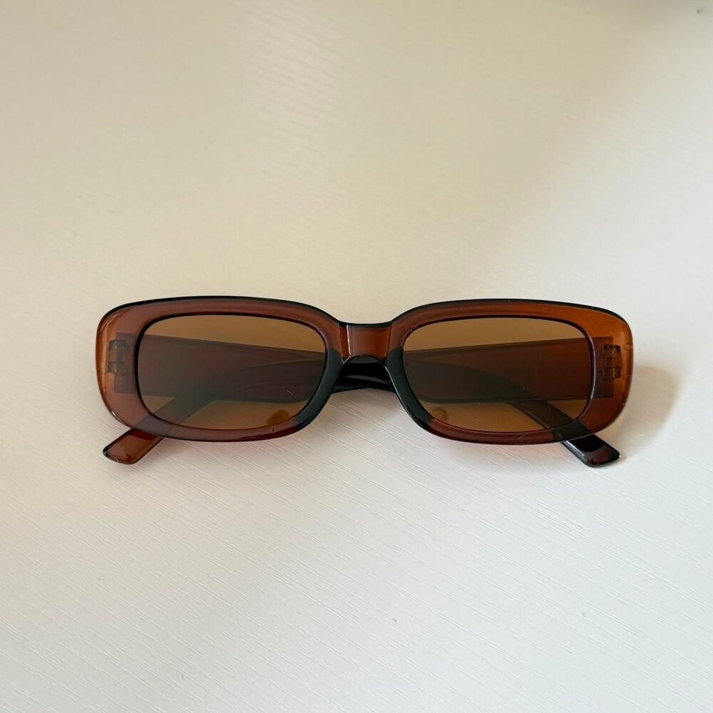 y2k sporty brown “tea” rectangle square sunglasses